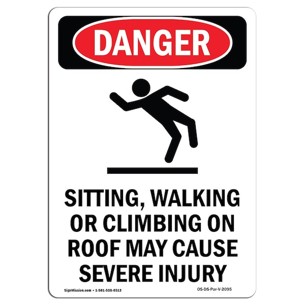 Safety Sign, OSHA Danger, 5" Height, Sitting Walking Or, Portrait, 10PK